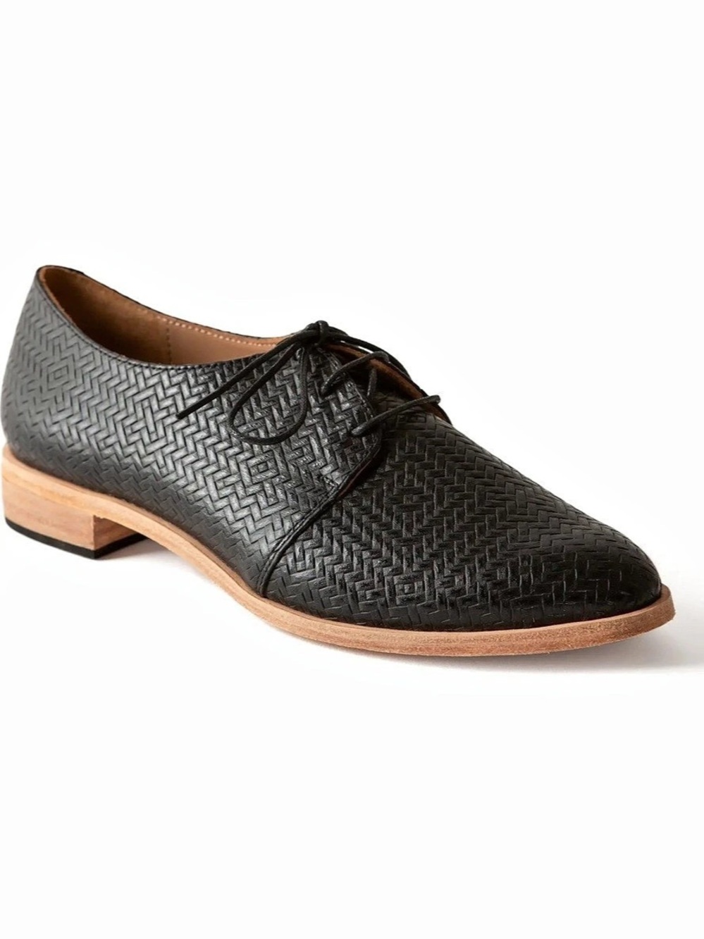 Emmy Oxford Women's Black Woven Lace-Up Oxfords- Fortress